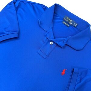 Polo Ralph Lauren Golf Mens Royal Blue Performance Polo Shirt Size L Shot Sleeve
